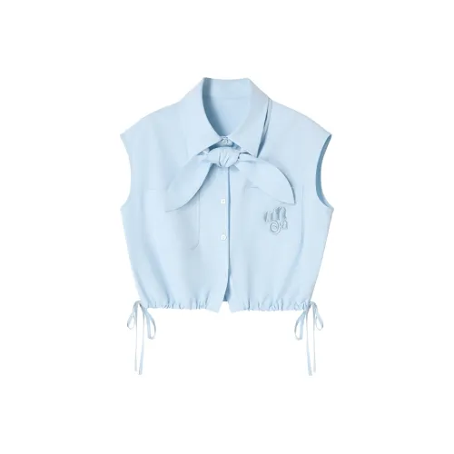 UENA Свободный крой Без рукавов Рубашка с галстуком Женская