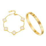 Браслет с четырехлистным клевером + Браслет (1 пара)