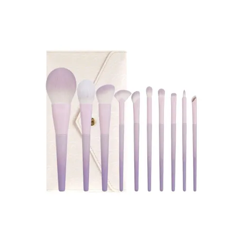 ZHENZI 10 шт Фиолетовый цвет звездной пыли Макияж Одежда Набор Мягкий кисть Деревянная ручка Loose Пава Щетка Blush Brush