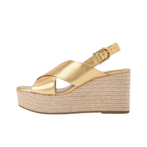 CHARLES KEITH Crossover Espadrille One Strap Sandals 8,2cm Women's Gold CHARLES KEITH Crossover Espadrille One Ремешок Сандалии 8,2см Женские Золотые