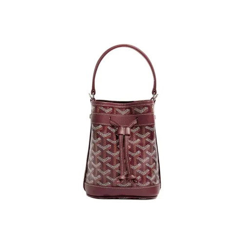GOYARD Petit Flot Goyardine Холст Ведрообразная Сумка Сумка через плечо Мини Женский Бордовый Красный