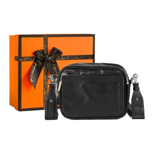 OUBOTE Сумка через плечо из коровьей кожи Мужская Черная