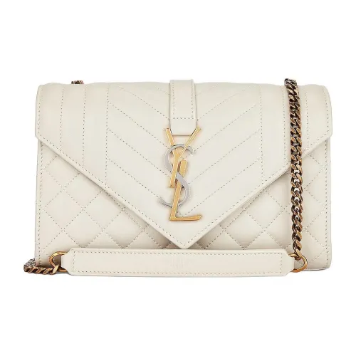 SAINT LAURENT Конверт Lambskin Конверт Сумка через плечо Стандартная Женская Винтажная Белая