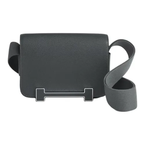 HERMES Geta Mysore Овчина Деревянные Сандалии Сумка Сумка через плечо Женская Пыльно-серый