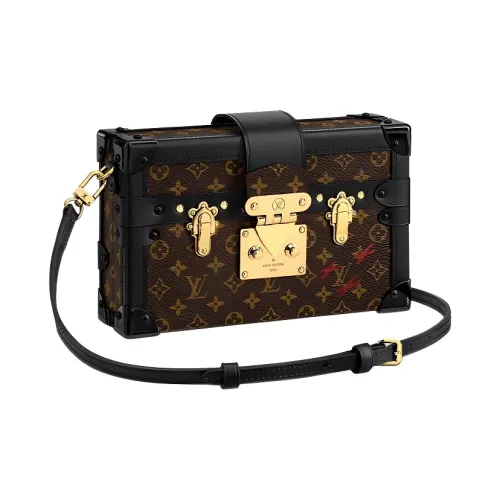 LOUIS VUITTON PETITE MALLE Покрытый холст телячья кожа твердая коробка ручная сумка через плечо сумка