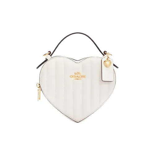 COACH Сердце Овчина Ручная Сумка Сумка через плечо Сумка на плечо Маленькая Женская Белая