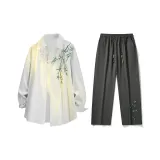 Set (Топ белый + брюки темно-серые)