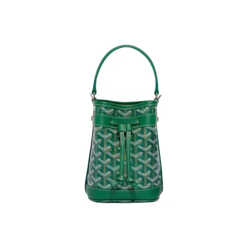 GOYARD Petit Flot Goyardine Холст Ведрообразная Сумка Сумка через плечо Мини Женская Зеленая