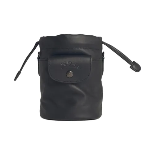 LONGCHAMP Le Pliage Xtra Коровья кожа Ведрообразная сумка Сумка через плечо XS Женская Черная