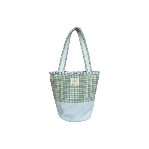 Boniu Хлопок Ведрообразная Сумка Плечевая Сумка Стандартная Женская Ледяной Лайм Синий Белый