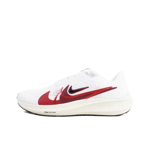 Nike Air Zoom Pegasus 40 Устойчивый к истиранию Низкий Топ Повседневные Тренировочные Беговые кроссовки Мужские Белый Красный