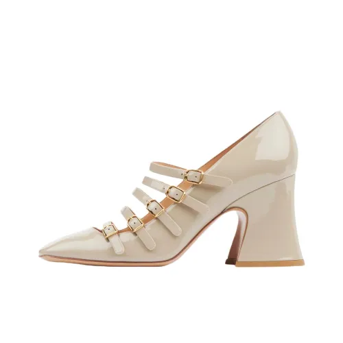 Chloe Janis Грубый каблук Высокие каблуки 8 см Женские Бежевый