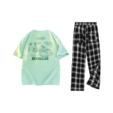 Комплект одежды (Мятно-зеленый топ + черные штаны)