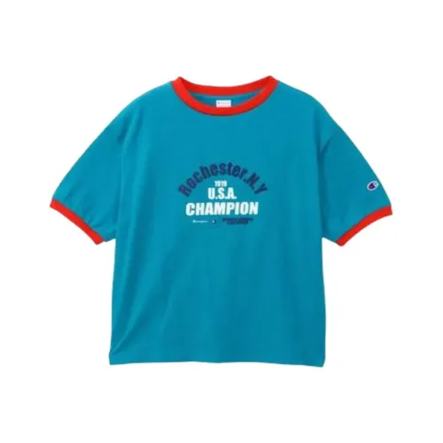 Champion T-Shirt Женская Синяя Зеленая