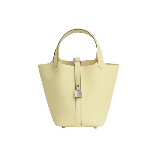 HERMES Picotin Lock Clemence Bullock Кожа Корзина Сумка Сумка-ведро Унисекс Jaune Milton Желтый