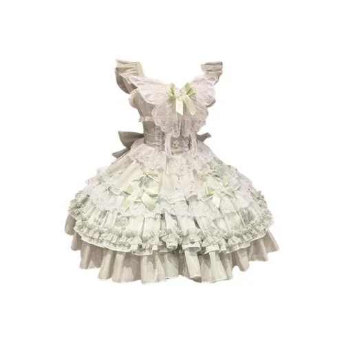 Бело-зеленая бабочка юбка женские лолита платья