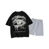 Чёрный топ, светло-серый низ