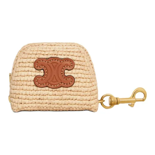 CELINE Triomphe Plant Coin Wallet Экстра Маленький Женский Natural Рыжевато-коричневый