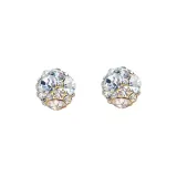Круглые серьги с зажимом - белый циркон