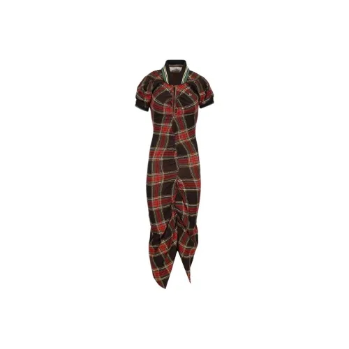 Vivienne Westwood Черно-красные Женские Короткие Платья с Рукавами