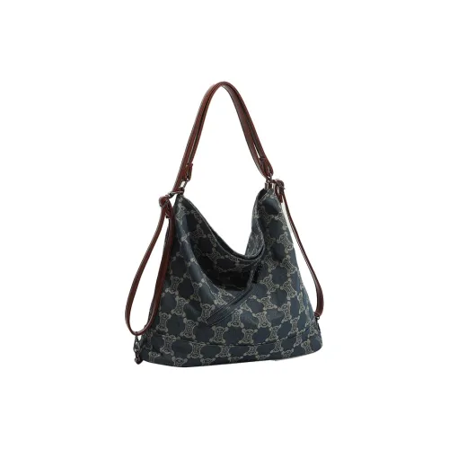 BEGOOER ПУ (полиуретан) Сумка через плечо Стандартная Женская Синяя С принтом