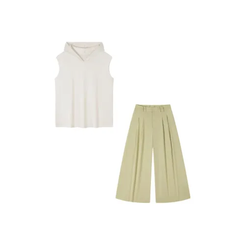 IHIMI Экрю+Зеленый Женские Повседневные Костюмы