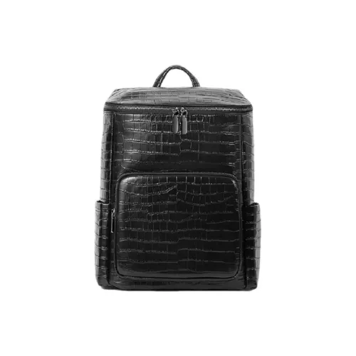 VIHUS Рюкзак из крупнозернистой текстуры коровьей кожи мужской черный