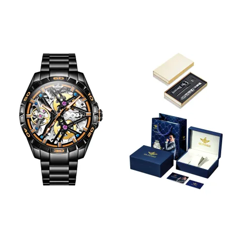 Oupinke Trendy Limitless Collection Механический механизм ремешок из нержавеющей стали мужские часы зеленый циферблат