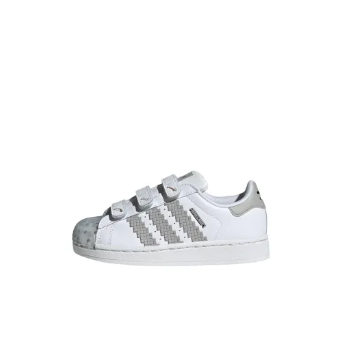 Adidas Originals Superstar 2 Детские Скейтбординги Низкий Топ Белый Серый Для Детей Дошкольный