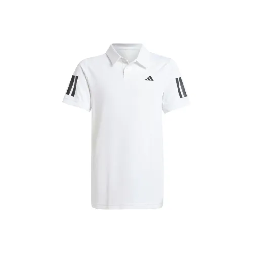Adidas Поло 3 Stripes Белый Подростки