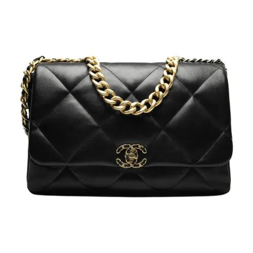 CHANEL 19Bag Яркий Lambskin Flap Bag Crossbody Bag Extra Large Women's Black