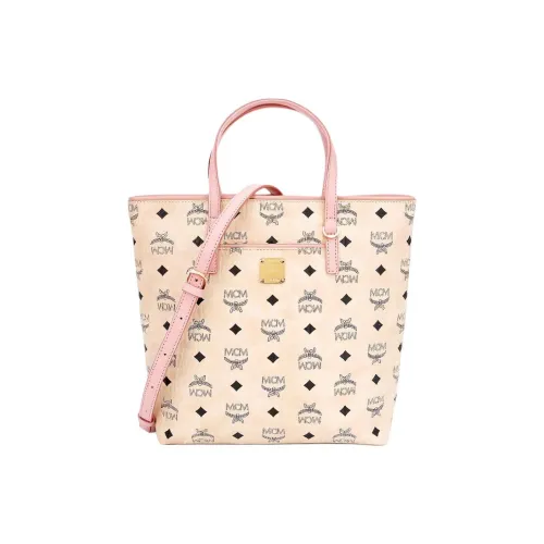 MCM Кожа Тоут Сумка Сумка для покупок Сумка через плечо Сумка Маленькая Унисекс Бежевая