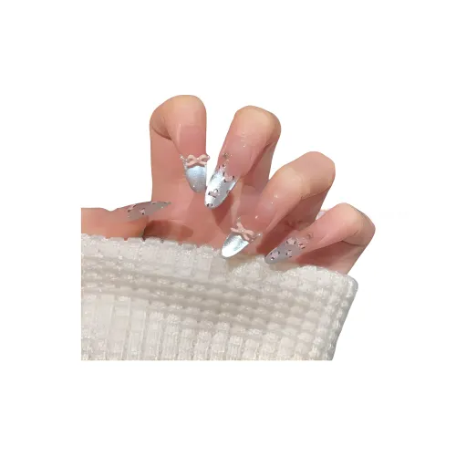 XNTX Nail Patch False Nail Oval Blue Tones Nude Instagram Style