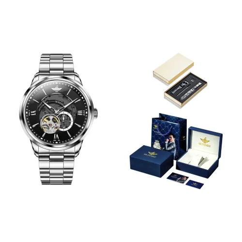 Oupinke Trendy Limitless Collection Механический механизм ремешок из нержавеющей стали мужские часы белый циферблат