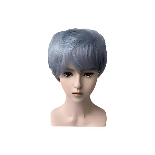 UMIFFA Ice Blue Gray Differential Crushed Lid Мужская парик Корейский стиль Мода Handsome Full Голова COVER