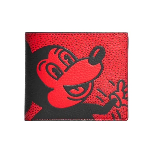 COACH Disney X Keith Haring 3 IN 1 Wallet из крупнозернистой кожи телячья кожа кошелек женский красный и черный
