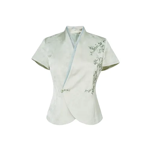 Devanro Женские рубашки горохово-зеленого цвета