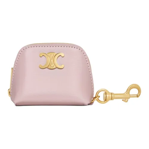 CELINE Triomphe Коровья кожа Мелочь Кошелек Мини Женский Отбеленный Розовый