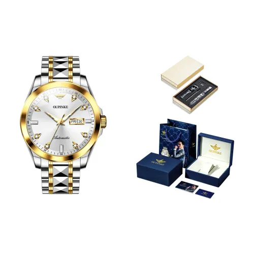 Oupinke Guts Collection Механический механизм ремешок из нержавеющей стали мужские часы белый циферблат