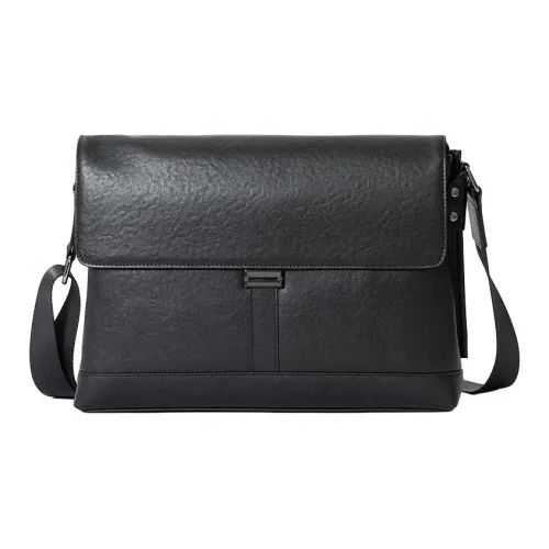 NOMK Сумка через плечо из коровьей кожи мужская черная