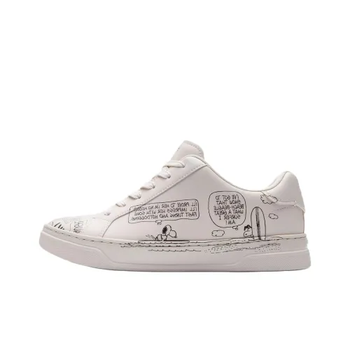 PEANUTS x COACH Высокая линия Низкие кроссовки для скейтбординга Женские Белые