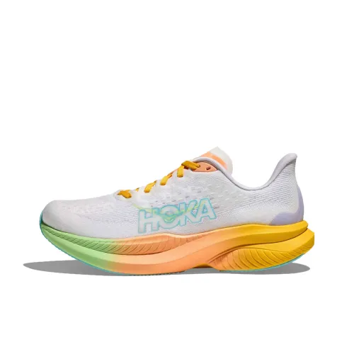 HOKA ONE ONE MACH 6 Дышащие Низкие Беговые Кроссовки Женские Белые Апельсиновые