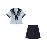 Чёрный Синий Летний Комплект из трех предметов с короткими рукавами