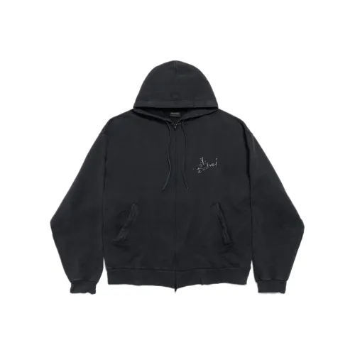 Balenciaga SS26 Свитшот Свободный крой Унисекс Черный Синий