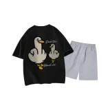 Чёрный топ, светло-серый низ