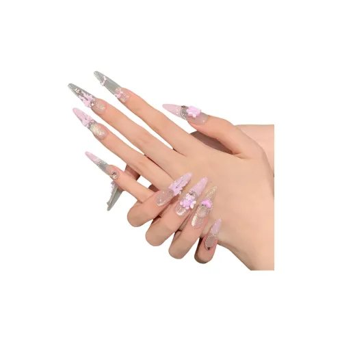 XIAMEIYU Медвежонок Балет Фея Кружево Бант Nail Art 35 мм Искусственный Ногтик Заостренный Тип Розовый Jump Цвет Coquette