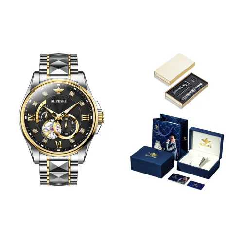 Oupinke Gaias Collection Cut Out FLY Reel Механический механизм Нержавеющая сталь Ремешок Часы Мужские часы Белый циферблат