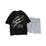 Чёрный топ, светло-серый низ