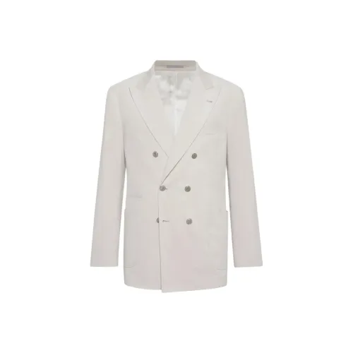 BRUNELLO CUCINELLI SS25 Бизнес-костюм Пальто Мужской Айвори Белый