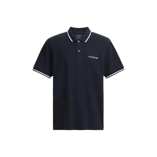 COACH SS25 Поло Мужское Морской Синий